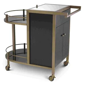 Chariot de rangement contemporain en métal fait main de luxe, écologique, avec étagères polyvalentes, roues durables et construction haut de gamme - Product Image 6