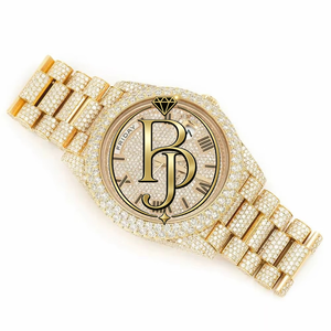 Montre de luxe pour homme en acier inoxydable avec moissanite ronde - Product Image 2
