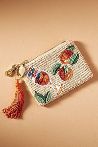 Monedero de cerezas con cuentas hecho a mano, estilo vintage, con patrón de frutas, cremallera y borla - Product Image 5
