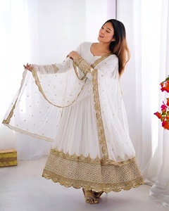 Party Wear Ready To Wear Fully Stitched Embroidery Sequence Work Georgette Gown With <b>Dupatta</b> Set - Product Image 5