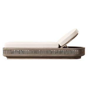 Chaise longue d'extérieur en teck de qualité supérieure avec rangement, cadre rond tressé en corde, dossier réglable, pour piscine, hôtel, villa - Product Image 2