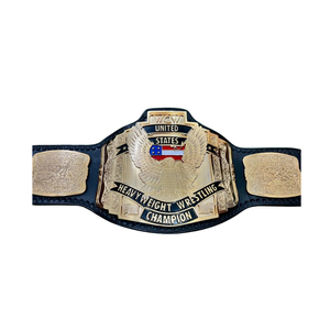 Ceinture de champion de lutte poids lourd des États-Unis en cuir noir avec design aigle et drapeau doré, personnalisable, durable et de haute qualité - Product Image 1