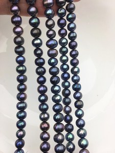 Perles d'eau douce bleu-vert AA 7-8mm, perles de pomme de terre, haute brillance, brin lâche, pour la fabrication de bijoux, vente en gros, tendance - Product Image 2