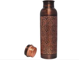 Copper <b>Bottle</b> with Double Wall Eco-Friendly Design Handle & Straw 1000ml Capacity Pure Copper Construction - Product Image 2