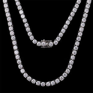 Collier tennis personnalisé en or massif avec diamants de laboratoire taille brillant ronds, une seule rangée - Product Image 3