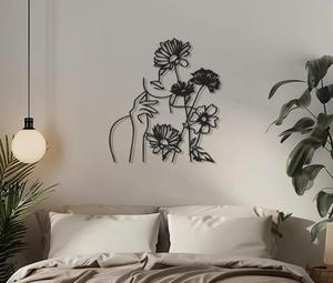 Modern Metal Floral Wall <b>Art</b> Black Finish Handmade Decor for Home Decoration Medium 25-32 Inch Minimalist Style - Product Image 5