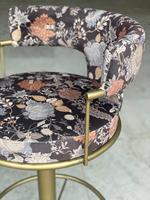 Chaise de bar moderne, durable et écologique avec accoudoirs fixes, structure en acier inoxydable, pour extérieur, usage commercial, maison, bar, salle à manger, école (motif floral)