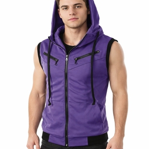 Débardeur à capuche pour homme, style classique, respirant, séchage rapide, col en V, polyester/coton/spandex, vêtements de sport, entraînement, gym, streetwear - Product Image 1