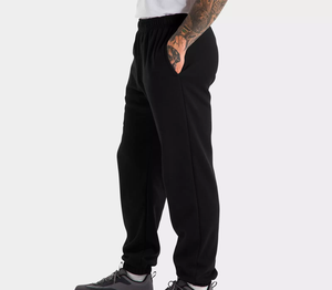 Pantalon de jogging décontracté pour homme Fiy Humble en toile noire respirante avec taille élastique, poches latérales et bas de pantalon à revers - Product Image 3