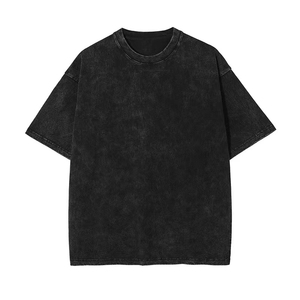 เสื้อยืดโอเวอร์ไซส์แบบย้อมสีเอซิด 100% ผ้าฝ้ายเนื้อหนา ทรงวินเทจ คอกลม แขนสั้น เสื้อเปล่าสไตล์สตรีทแวร์ รับสกรีนโลโก้ รับผลิตแบบ OEM ODM - Product Image 2