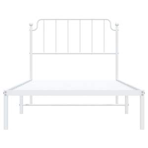 Cadre de lit double en acier blanc thermolaqué, lit en métal rectangulaire - Product Image 5