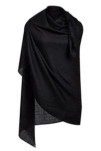 Elegant Designer Cashmere Silk Wool Reversible Stole for Women Soft Lightweight <b>Black</b> and Navy Small Check Shawl <b>Wrap</b> Fashion - Product Image 6
