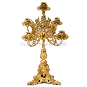 Candelabro de Latón con Cinco Luces |   Candelabro Tradicional para Iglesia y Templo – DOUBLE VEE EXPORTS - Product Image 2