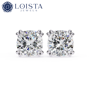 Élégantes boucles d'oreilles en or blanc 18 carats avec diamants de laboratoire pour femmes, taille brillant rond, certifiées IGI - Product Image 2