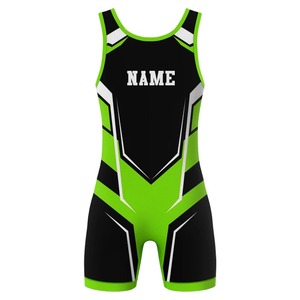 Wrestling Singlet for Men and Women Spandex/<b>Polyester</b> Breathable 200gsm Color Blocked with <b>Short</b> Sleeves Sublimation Print - Product Image 5