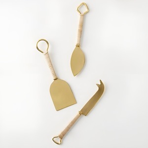 High Quality Stainless Steel 3pcs Gold Plated Cheese Knife Set Luxury Modern Look Cheese Knife Set for Restaurant Wedding Home - Product Image 3