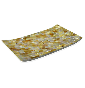 Bandeja de ratán con incrustaciones de nácar, calidad estándar, forma redonda, bandeja de almacenamiento, organizador de despensa. - Product Image 3