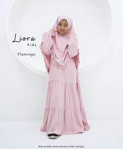 ABAYA PARA NIÑAS DE TELA DE RAYÓN TULIANO TRANSPIRABLE, LIGERA, CASUAL, CON VOLANTES Y CIERRE DE CREMALLERA, VENTA GLOBAL ODM - Product Image 5