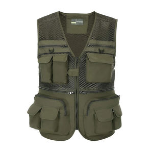 Men's Olive Green Multi Pocket Tactical <b>Vest</b> Breathable Zipper Closure Outdoor <b>Utility</b> Waistcoat Casual Summer Wear - Product Image 1