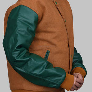 Chaqueta universitaria de manga de cuero genuino de lana 100% personalizada chaquetas universitarias Letterman Bomber de béisbol personalizadas - Product Image 5
