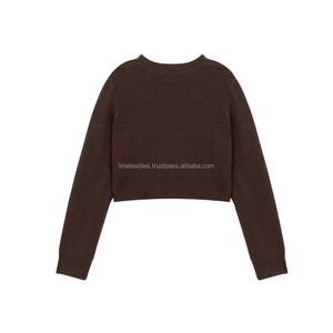 New Arrival Knitting Casual Female Winter Clothing Loose Solid Cardigan V-neck Knit Women's Sweater Top Wool/Acrylic Covered - Product Image 2