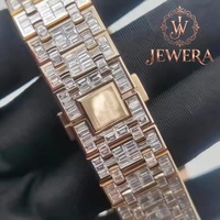 Montre mécanique de luxe en acier inoxydable de qualité supérieure avec verre et diamants Moissanite, style Hip Hop, pour anniversaire