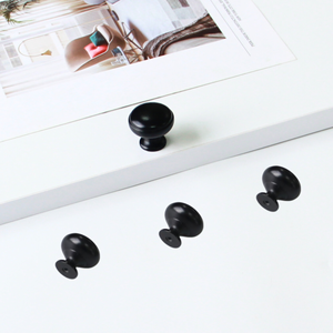 Manufacturer Price Contemporary Matte <b>Black</b> Zinc Alloy Mushroom <b>Knob</b> Round Handle for Kitchen Bathroom Cabinet Wardrobe - Product Image 4