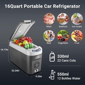Refrigerador de Coche de 12 Voltios, Nevera Pequeña de 16 Cuartos (15L), Congelador Portátil (-4F ~68F), Enfriador de Coche con 12/24V DC para Exteriores - Product Image 2