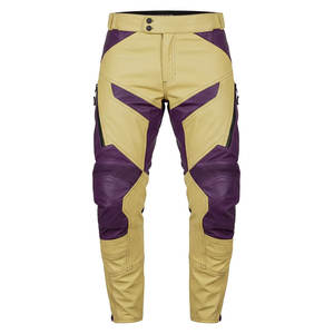 Pantalon de moto en cuir pour homme avec protection renforcée des genoux et design résistant à l'abrasion - Product Image 1