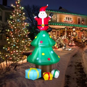 Babbo Natale Gonfiabile di 2,1 Metri con Scatole Regalo e Albero di Natale, Decorazioni Natalizie da Esterno per Prato e Feste - Product Image 6