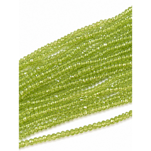 Perles en pierre naturelle vert péridot facettées en forme de rondelle de 4 mm pour la fabrication de bijoux DIY - Product Image 1