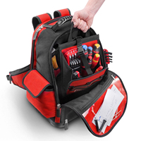 Sac à dos robuste en toile pour outils avec fermeture éclair, compartiment rembourré pour ordinateur portable, grande capacité, organisateur multi-poches pour techniciens