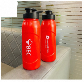 Red Plastic Water <b>Bottle</b> Flip Up <b>Straw</b> Cap Gym Sports <b>Drink</b> <b>Bottle</b> 600ML Bpa Free With Lid - Product Image 2
