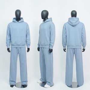 Ensemble de survêtement décontracté à capuche pour homme, pantalon de jogging et sweat-shirt respirant, uni et épais, personnalisable - Product Image 1