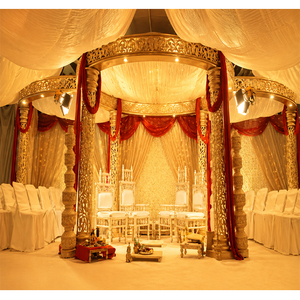 Nuevo Mandap Dorado Tallado Tradicional para Bodas, con Material de Fibra, para Decoración de Eventos de Boda Hindú - Decoración para Eventos en Oferta - Product Image 1