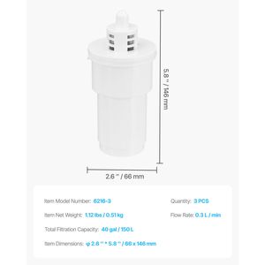 Caraffa Filtrante per Acqua a 5 Stadi con 3 Ricambi, Senza BPA, Dura 3 Mesi, 40 Galloni - Product Image 3