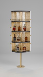 Argmac Axis Custom Solid Wood Spinning Modern Home <b>Bar</b> Cabinet with Stainless Steel Handles 5+ Compartments Premium Wine Storage - Product Image 5