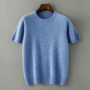 Mens Luxury Cashmere Knit T Shirt Soft Lightweight Short Sleeve Crew Neck Sweater Premium Casual Pullover - Product Image 3