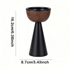 Brûleur d'encens arabe en métal avec un bol en bois et une base conique noire élégante, parfait pour rehausser l'ambiance de la décoration intérieure - Product Image 4