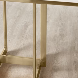 White Sintered Stone Dining <b>Table</b>, Brushed Champagne Gold Stainless Steel Legs Luxury Dining <b>Tables</b>, Saving Space Dining <b>Table</b> - Product Image 5