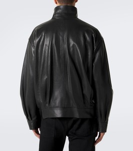 Blouson Bomber en Cuir PU Noir pour Homme, Col Montant, Fermeture Éclair, Style Moto Biker, Coupe Classique, Couleur Unie, Vêtement d'Automne - Product Image 4