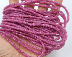 Natural Pink <b>Ruby</b> Sapphire Smooth Roundel Beads High Quality Gemstone Beads for Jewelry Making - Product Image 2