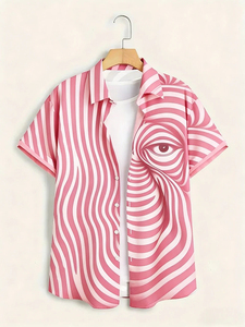 Chemise à manches courtes pour homme, style simple, imprimé HD yeux tourbillonnants colorés, grande taille, pour vacances à Hawaï, activités de plein air et tenues décontractées - Product Image 4