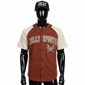 Camiseta de béisbol para hombre, tela de poliéster entrelazada, transpirable, con panel y logotipo bordado, 100% algodón, corte holgado, estampada. - Product Image 1