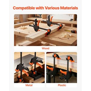 8 Pack F-<b>Clamp</b> Bar <b>Clamps</b> for Woodworking 6" & 12" Spring <b>Clamps</b> One Handed <b>Clamp</b>/Spreader 154 Lbs Load Limit <b>Quick</b> Release - Product Image 4