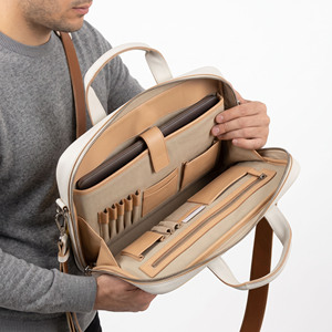 Men's Leather Laptop Briefcase with Zipper Men Leather Laptop <b>Bag</b> with Multiple Storage Pockets OEM Leather Laptop Zipper <b>Bags</b> - Product Image 5