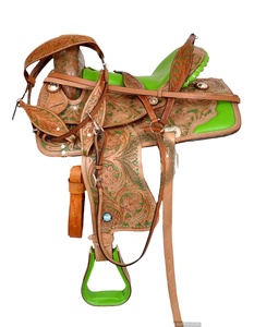 Silla de Montar Western Premium de Cuero Genuino DD, Ligera y Cómoda, para Carreras de Barriles, Rodeo, Equipo de Alto Rendimiento, Equitación - Product Image 1