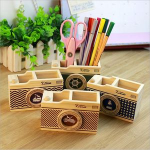 <b>Rustic</b> Wooden Writing Tools Organizer Modern Wooden Pen Storage Cup for Desktop Wooden <b>Desk</b> Accessory for Pens and Stationery - Product Image 5