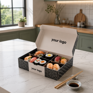 Boîte à sushi de luxe en carton rigide rectangulaire, impression UV, emballage alimentaire haut de gamme, design personnalisé - Product Image 2