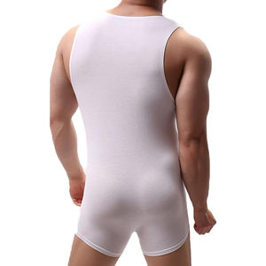 Combinaison de lutte ajustée pour homme, blanche, en spandex et coton, sans couture, extensible, équipement d'entraînement pour arts martiaux - Product Image 2